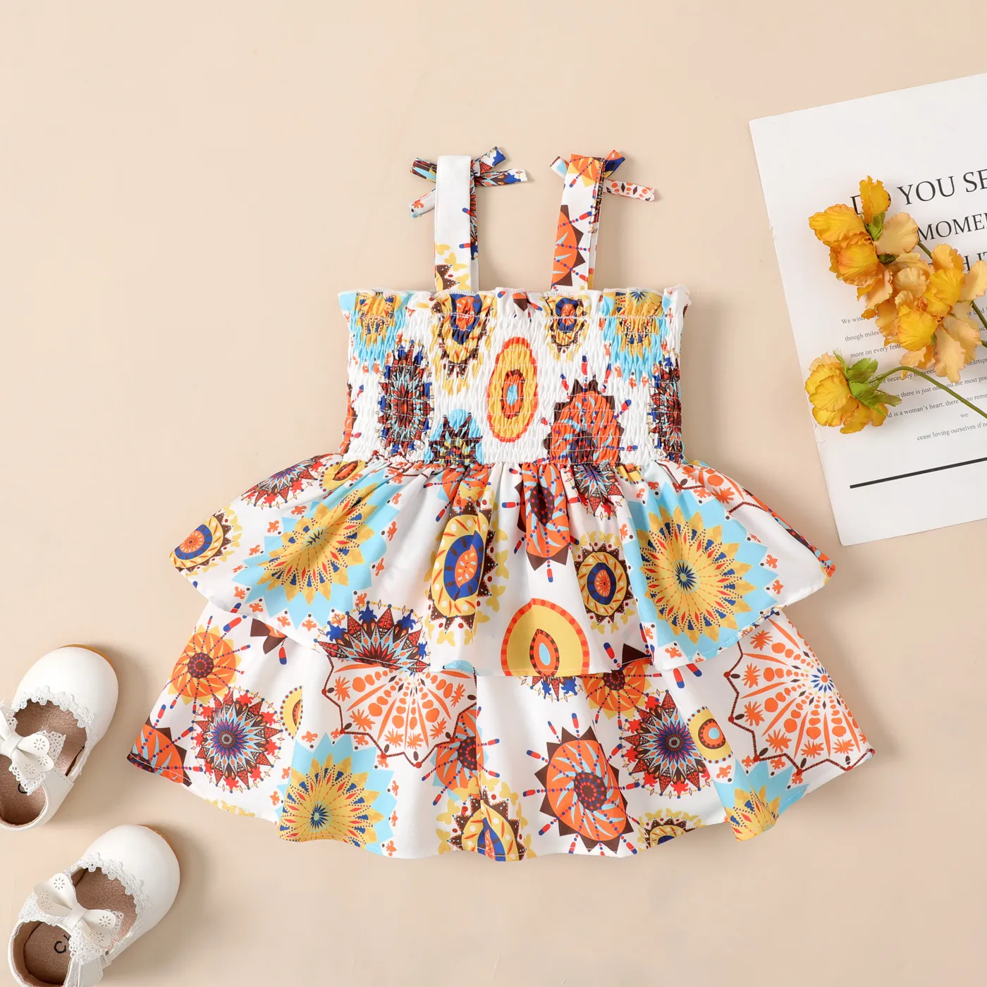 Baby Girl Boho Smocked Layered Slip Dress ORIGINALWHITE image 2