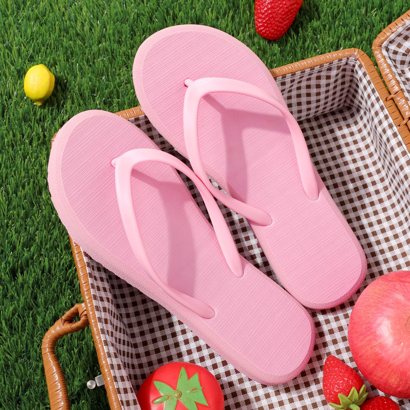 Kid Solid Flip-flops Beach Slippers For Mom And Me