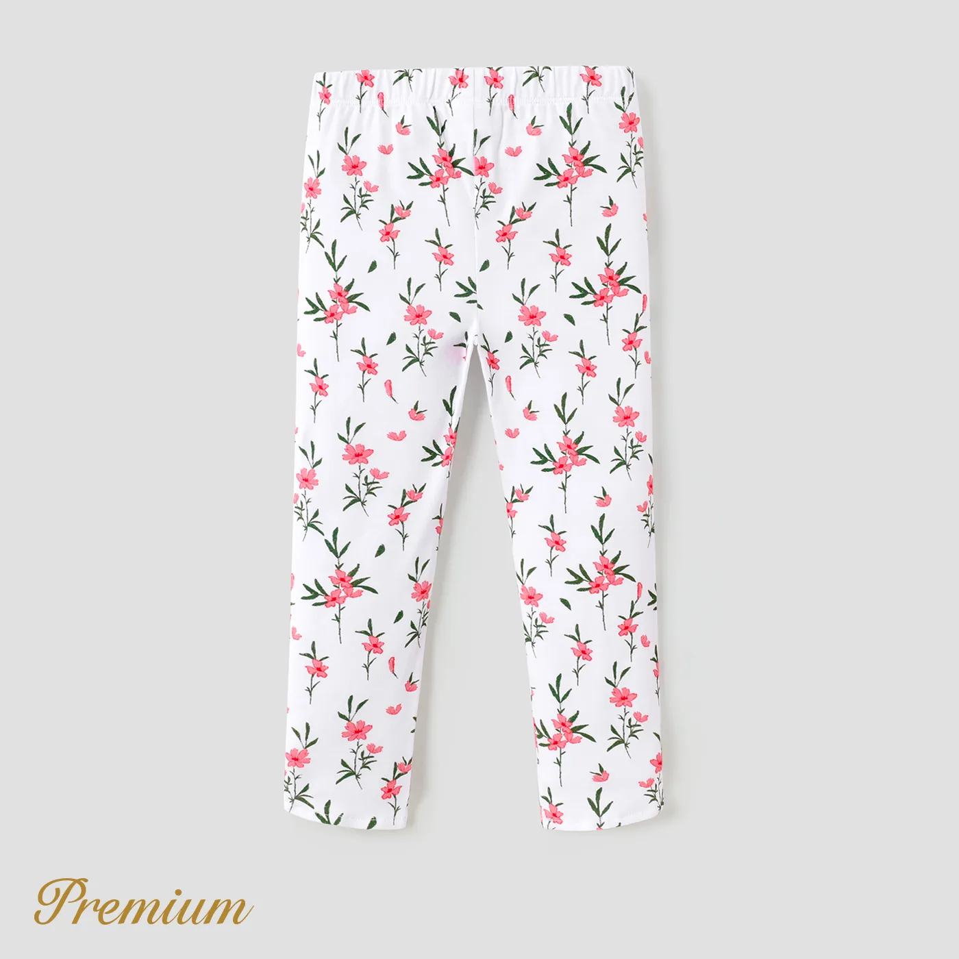 Baby Girl Cotton Bow Detail Allover Floral Print Leggings Pants  image 2