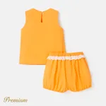 2pcs Kid Girl 100% Cotton Bow Front Tank Top and Lace Detail Shorts Set  image 2