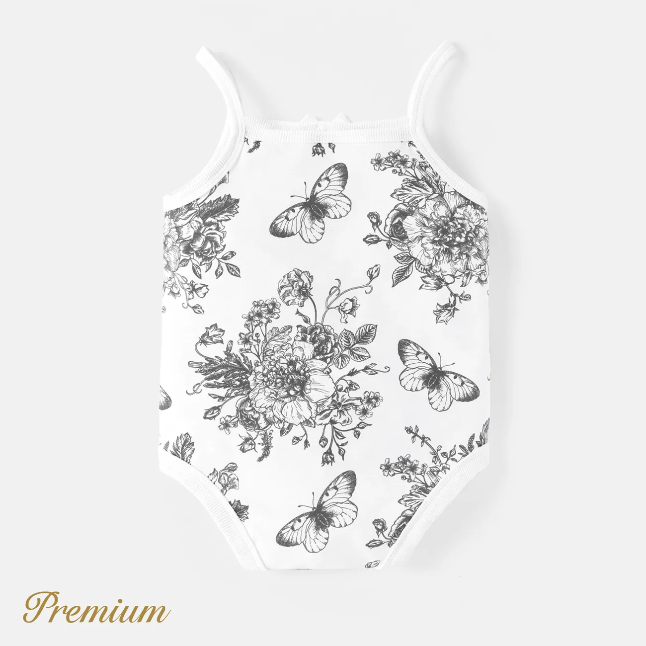 Baby Girl Solid or Allover Butterfly & Floral Print Sleeveless Naia™ Romper WhiteSmoke big image 1