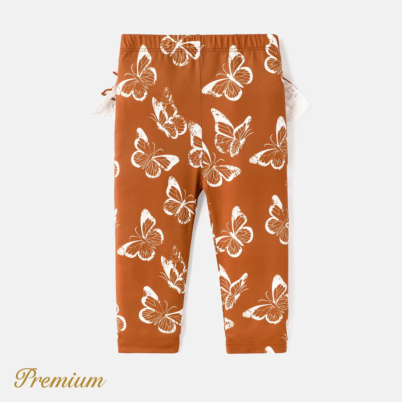 Bebé Menina Extremidades franzidas Margarida Elegante Leggings/Slim-fit/Bootcut Castanho