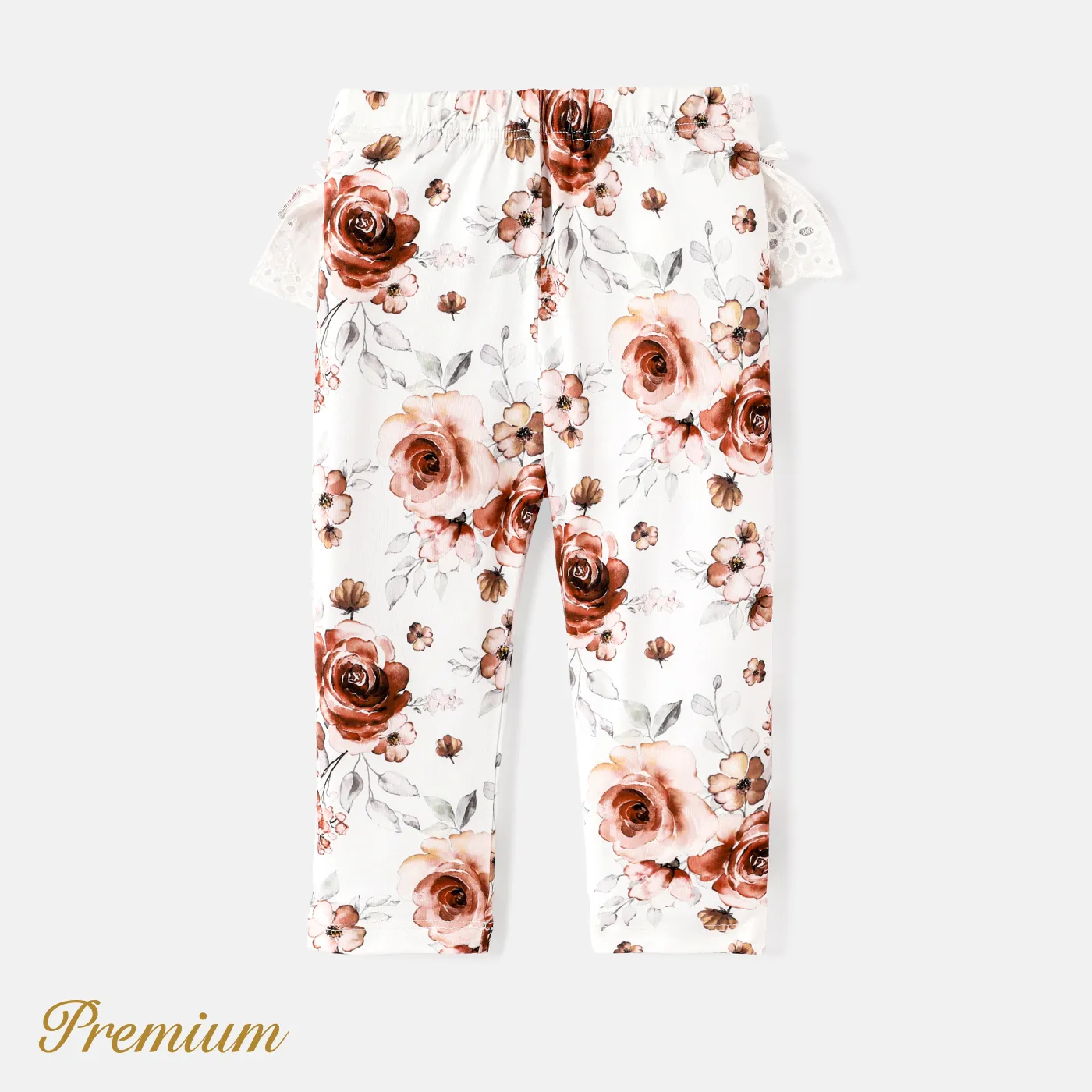 Bebé Menina Extremidades franzidas Margarida Elegante Leggings/Slim-fit/Bootcut Branco big image 1