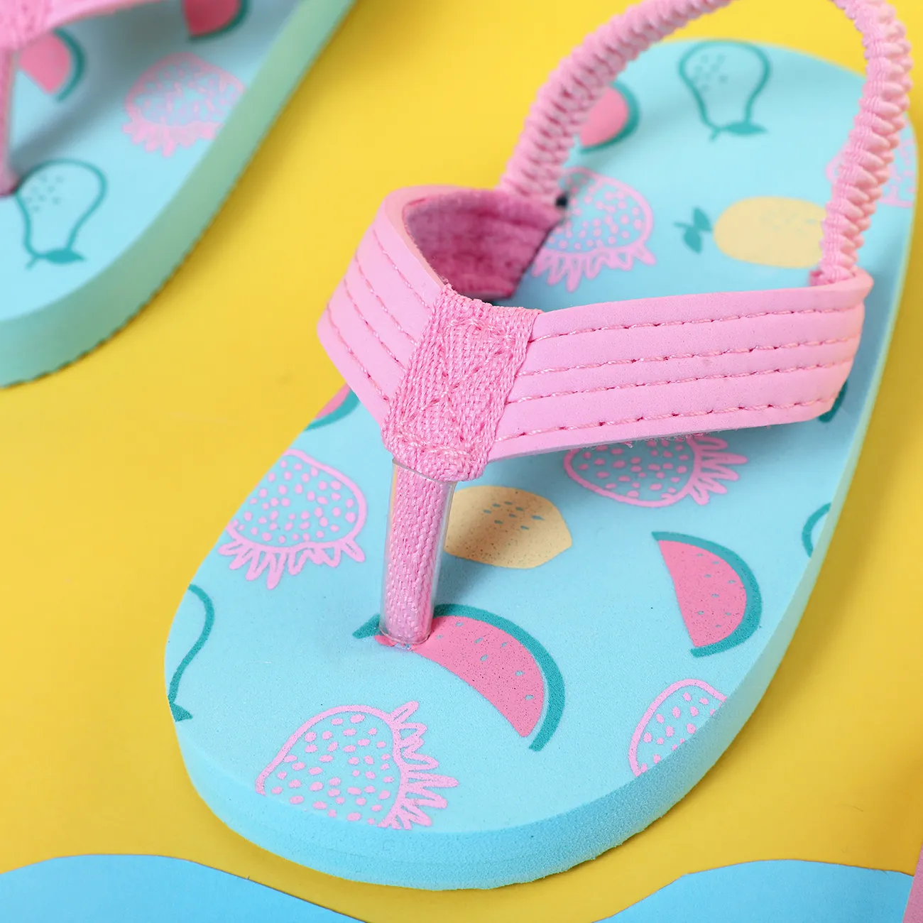 Toddler/Kid Unicorn Rainbow Print Flip-flops Slippers  Light Blue big image 1