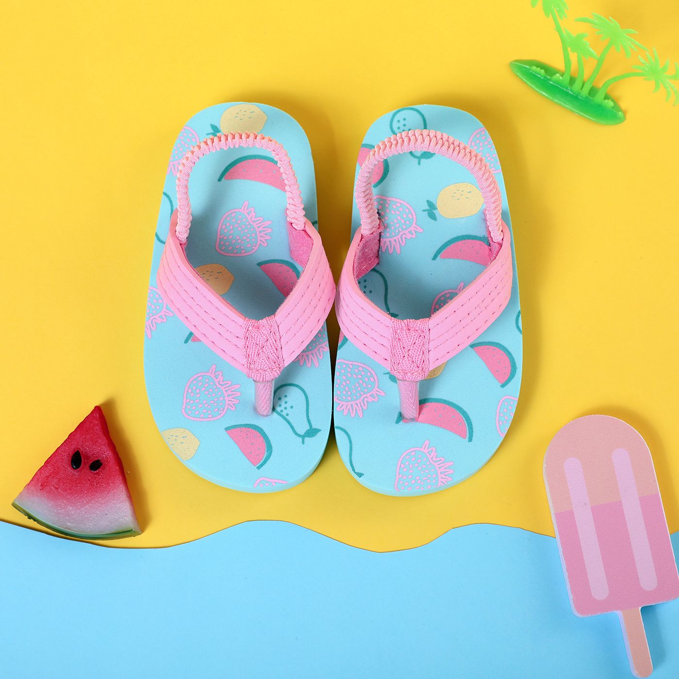 Toddler/Kid Unicorn Rainbow Print Flip-flops Slippers