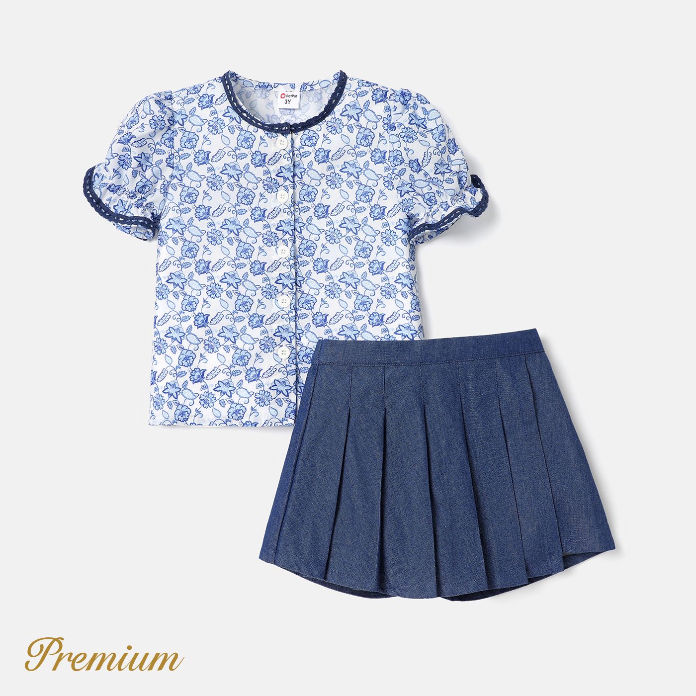 

Baby/Toddler Girl Sleeveless Lace Denim Dress or Top & Skirt Set