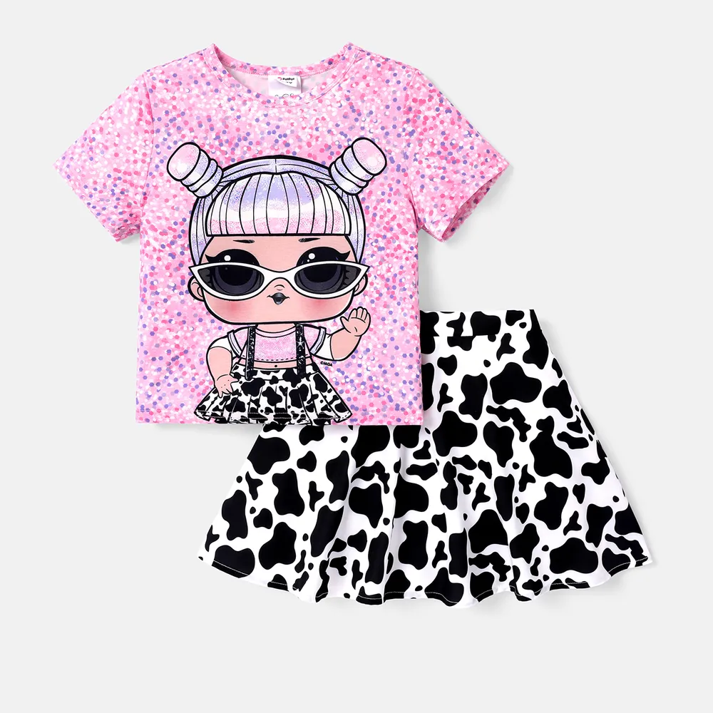L.O.L. SORPRESA! Toddler / Kid Girl 2pcs Naia™ Character Print Tee a maniche corte e set di gonne con stampa mucca  big image 5
