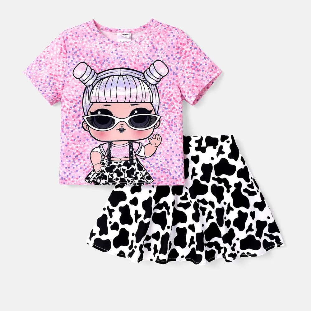 L.O.L. SORPRESA! Toddler / Kid Girl 2pcs Naia™ Character Print Tee a maniche corte e set di gonne con stampa mucca big image 5