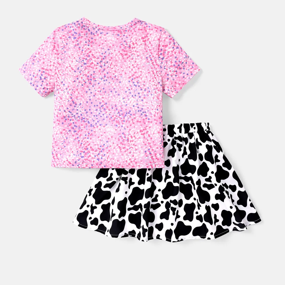 L.O.L. SORPRESA! Toddler / Kid Girl 2pcs Naia™ Character Print Tee a maniche corte e set di gonne con stampa mucca big image 2