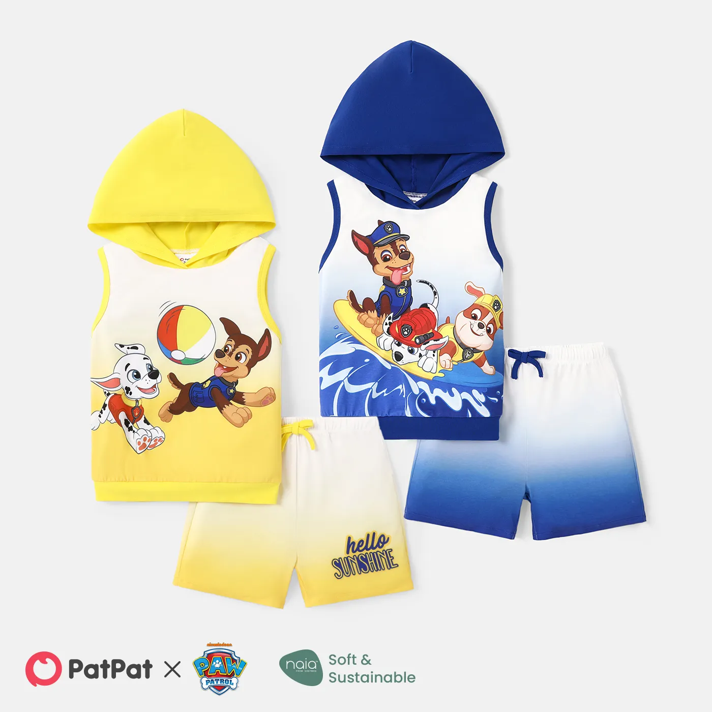 PAW Patrol Toddler Girl/Boy 2pcs Naia™ Character Print Hooded Tank Top and Shorts Set