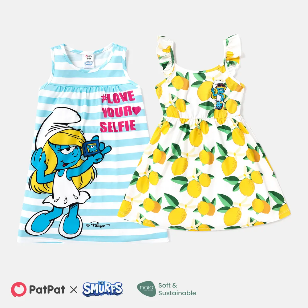 The Smurfs Toddler Girl Naia™ Stripe/Lemon & Character Print Tank Dress big image 6
