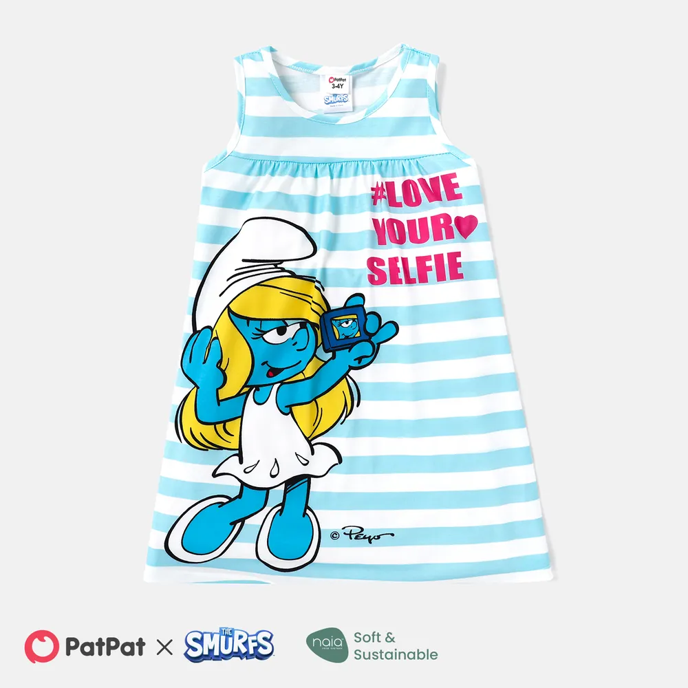 The Smurfs Toddler Girl Naia™ Stripe/Lemon & Character Print Tank Dress  big image 1