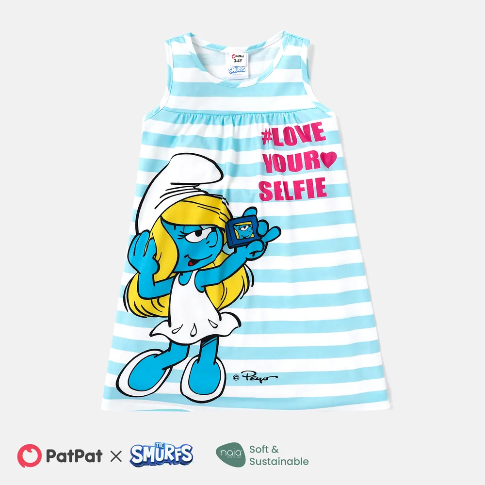 The Smurfs Toddler Girl Naia™ Stripe/Lemon & Character Print Tank Dress big image 1