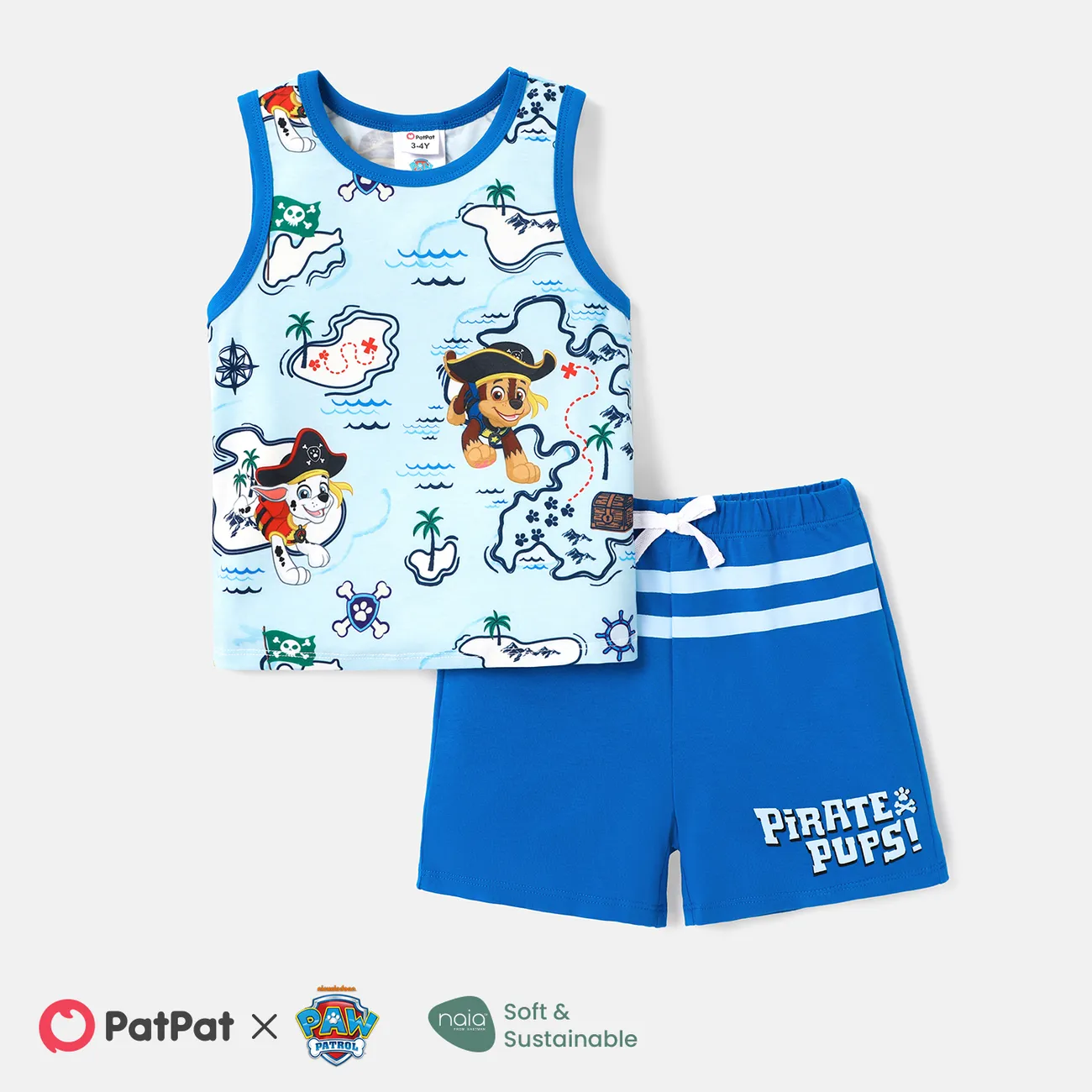 PAW Patrol Toddler Girl/Boy 2pcs Naia™ Character Print Tank Top and Striped Shorts Set  big image 1
