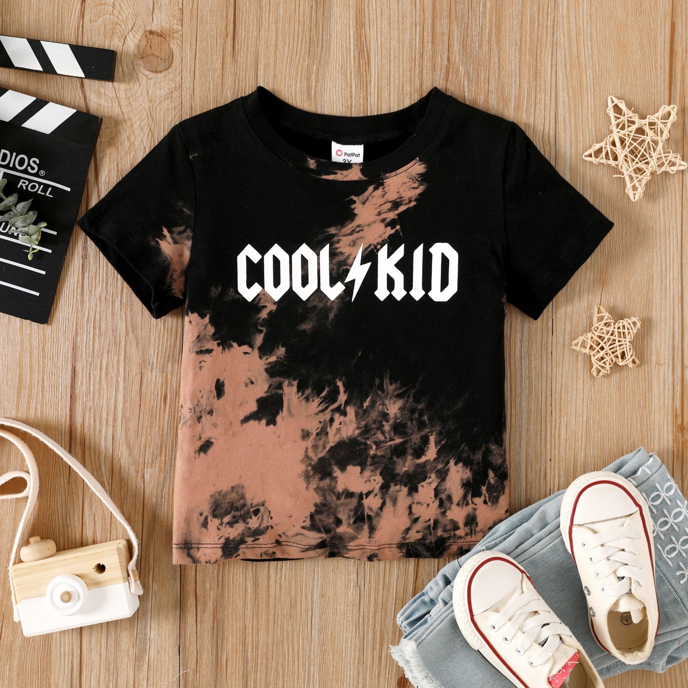 

Toddler Boy 100% Cotton Letter Print Tie Dye Short-sleeve Tee