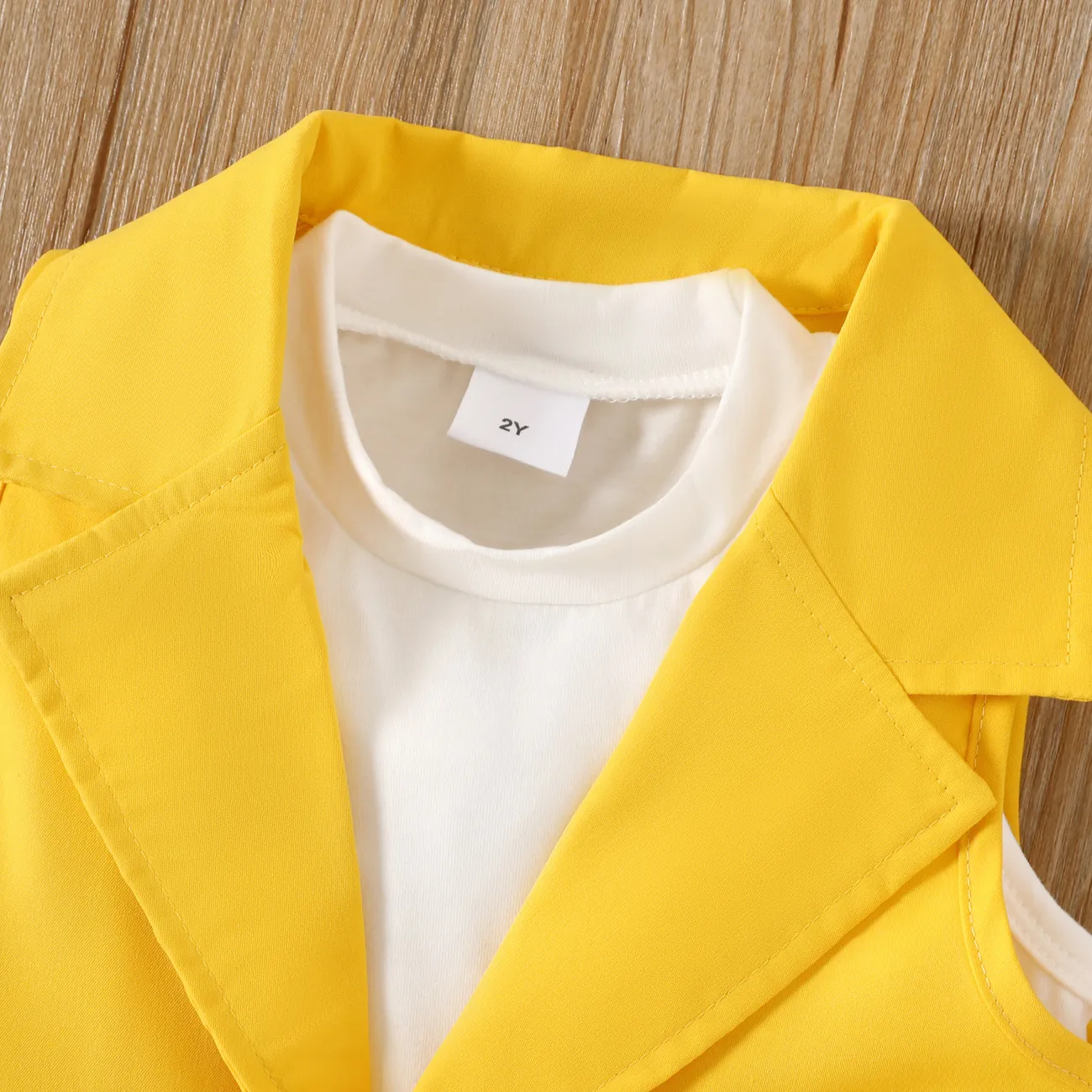 4 Stück Kleinkinder Mädchen Aufgesetzte Tasche Avantgardistisch Jacken-Sets gelb big image 1