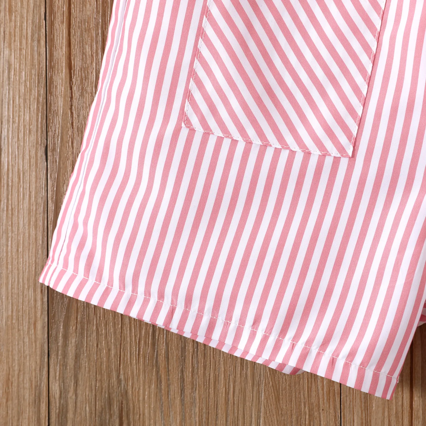 Toddler Girl Pink Stripe Patch Pocket Cami Romper   image 5
