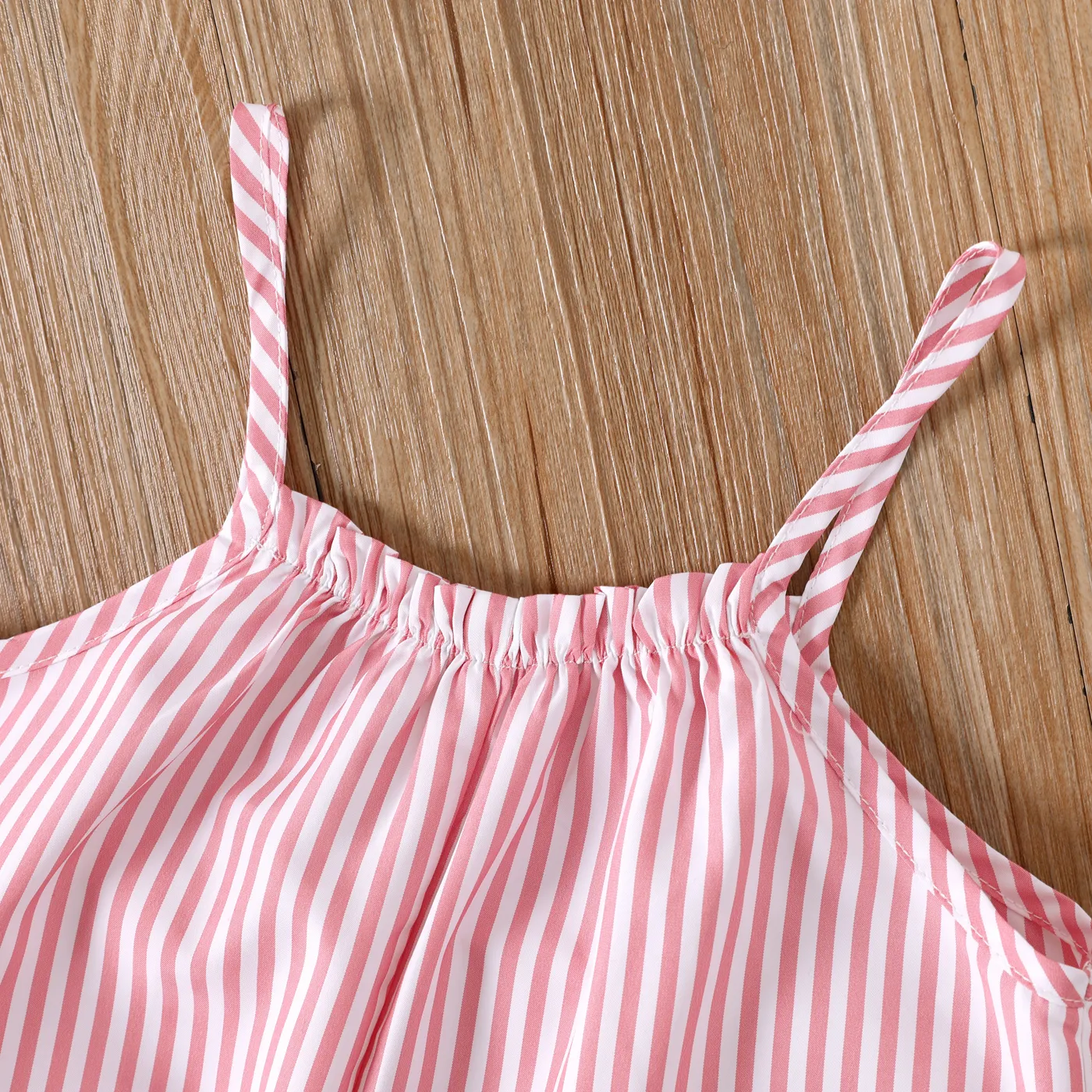 Toddler Girl Pink Stripe Patch Pocket Cami Romper   image 3