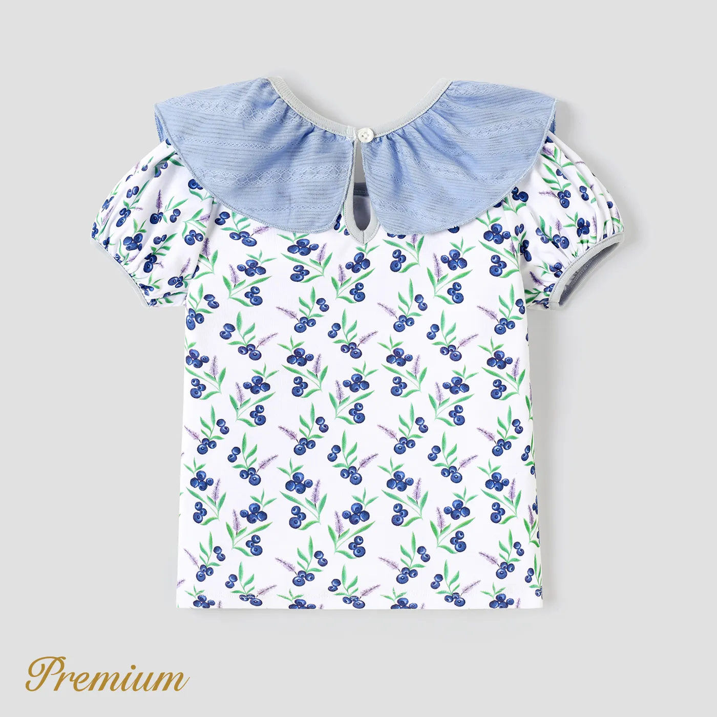 Criança Menina Extremidades franzidas Elegante Manga curta T-shirts  image 2
