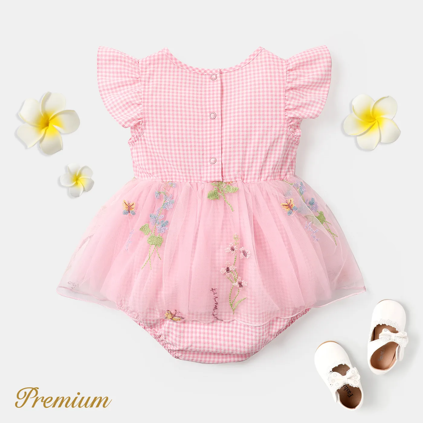 Bebé Menina Extremidades franzidas Elegante Sem mangas Macacão curto Rosa image 2
