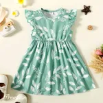 Baby Girl Allover Leaf Print Flutter-sleeve Naia™ Dress Light Green