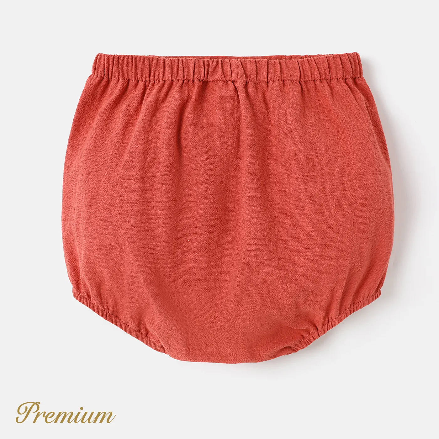 Baby Boy/Girl 100% Cotton Button Front Solid Shorts Orange red image 2