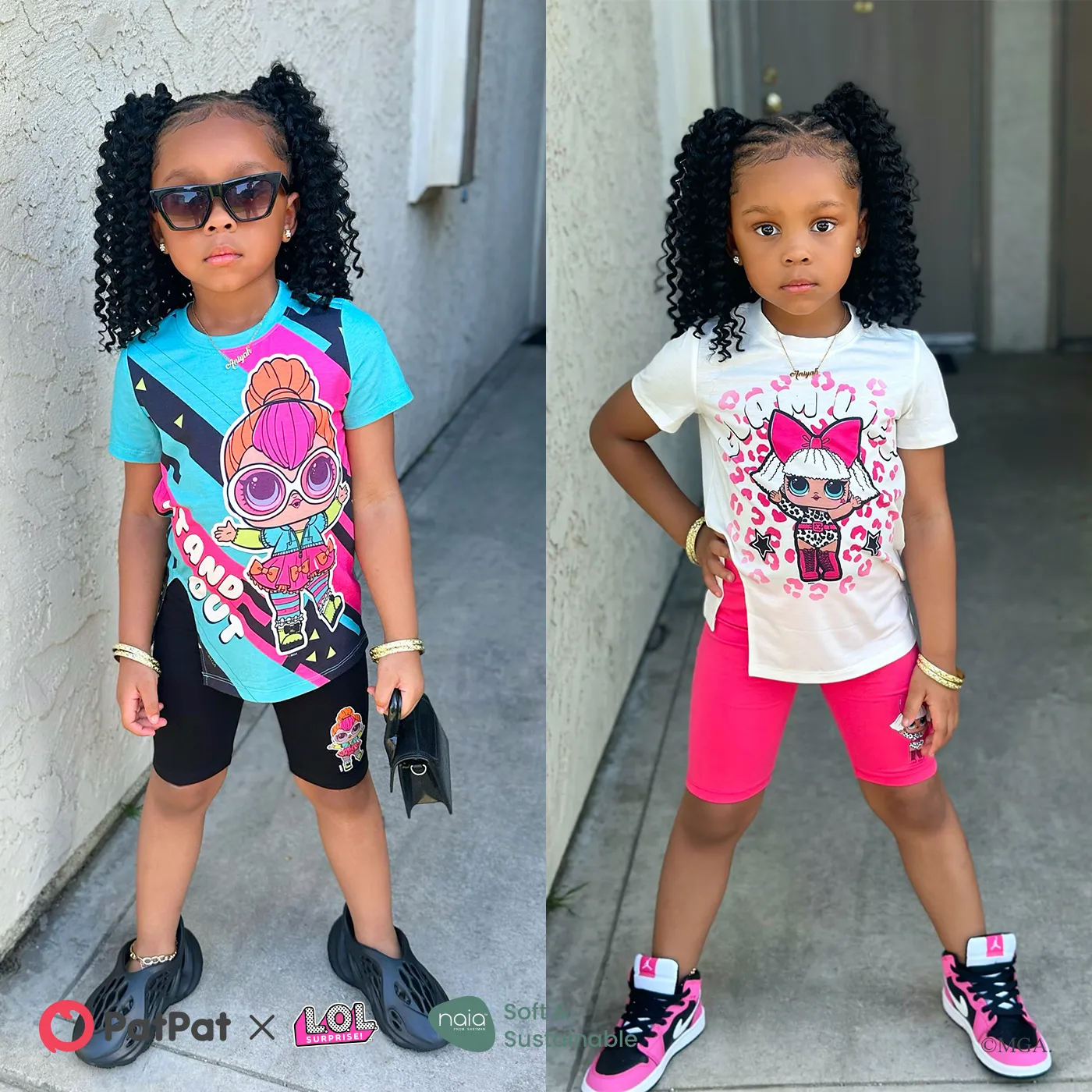 lol. surpresa! Conjunto de camiseta e shorts de algodão com estampa de personagem para criança/criança menina/menino  image 2