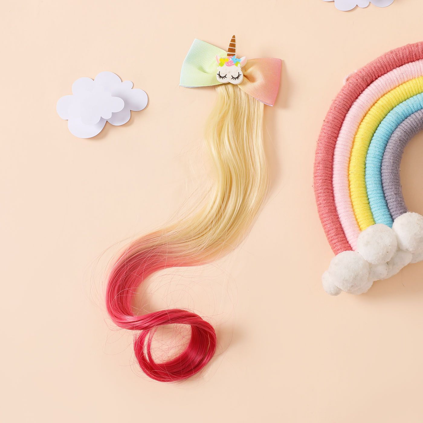 Unicorn Clip Hairpiece Hair Extension Perruque Pièces Pour Filles