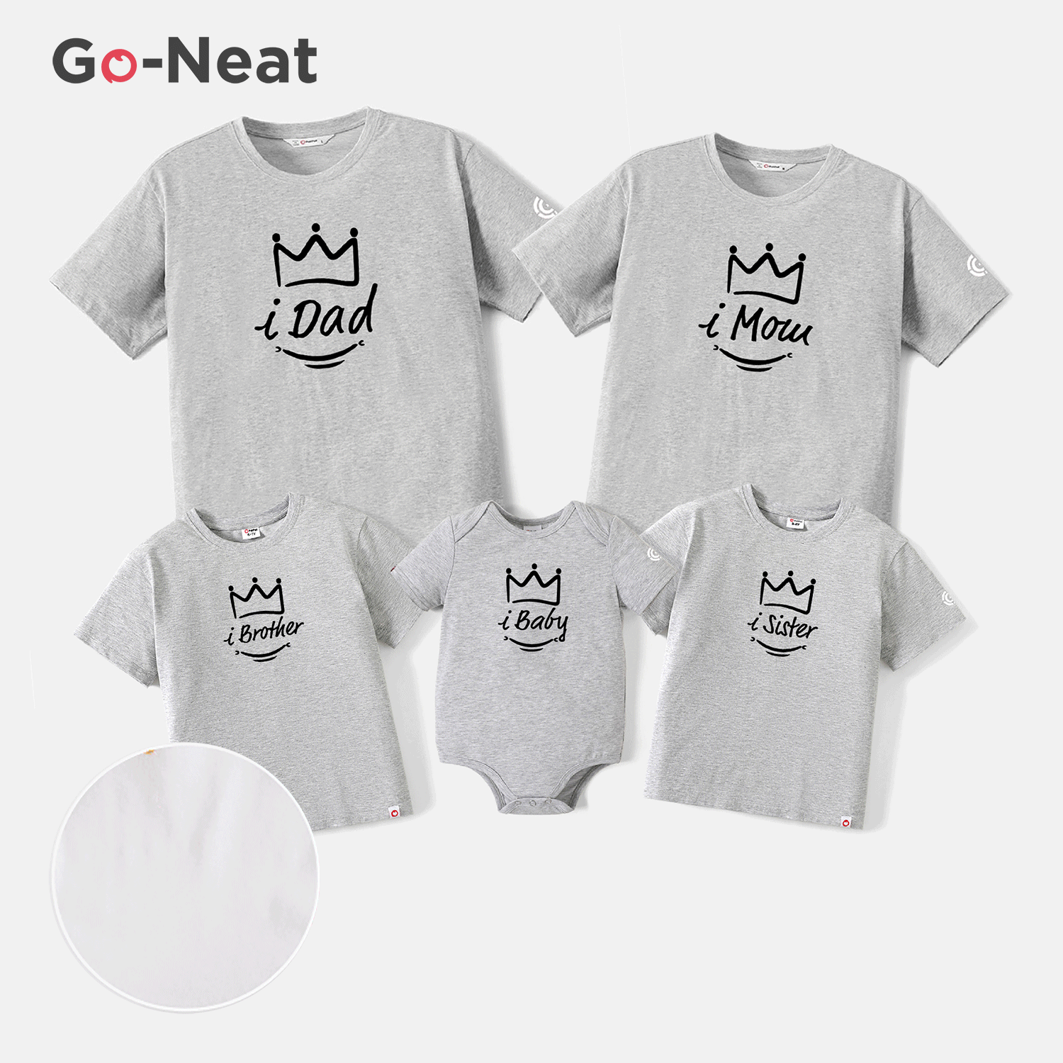 Go-Neat Water Repellent and Stain Resistant Sibling Matching Letter Print Short-sleeve Tee