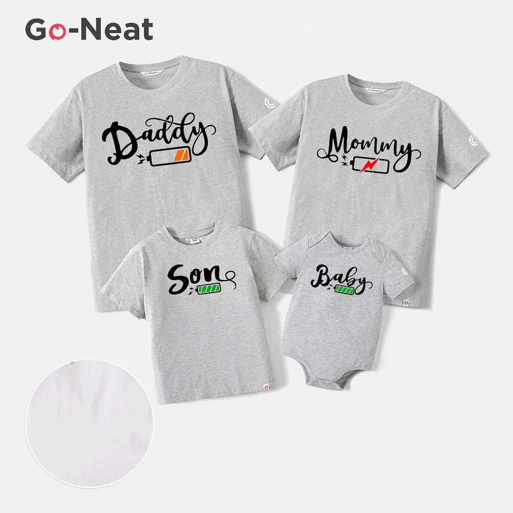 Go-Neat Water Repellent and Stain Resistant Family Matching Letter Print Short-sleeve Tee  big image 9