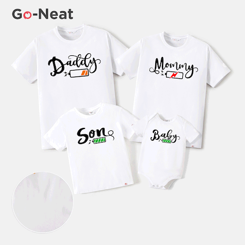Go-Neat Water Repellent and Stain Resistant Family Matching Letter Print Short-sleeve Tee