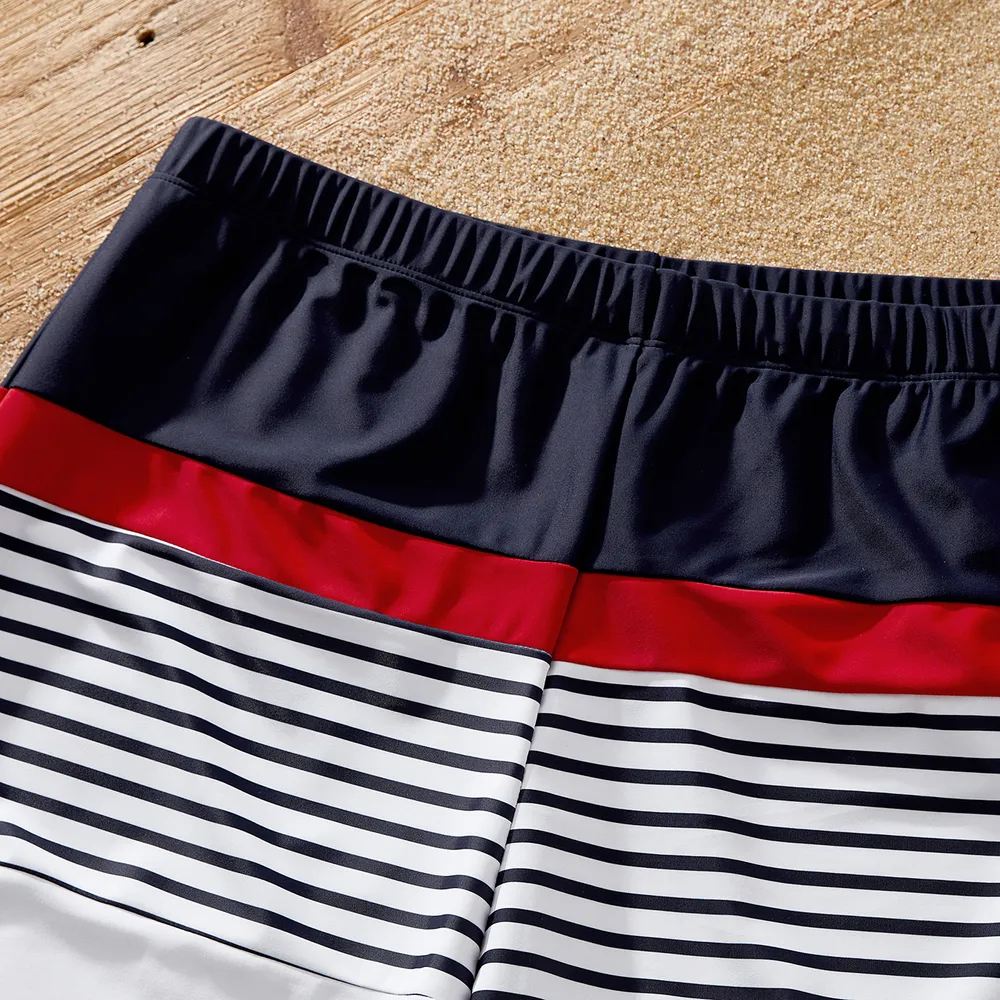 Family Matching Striped Print One-piece Swimsuit or Swim Trunks Shorts big image 13