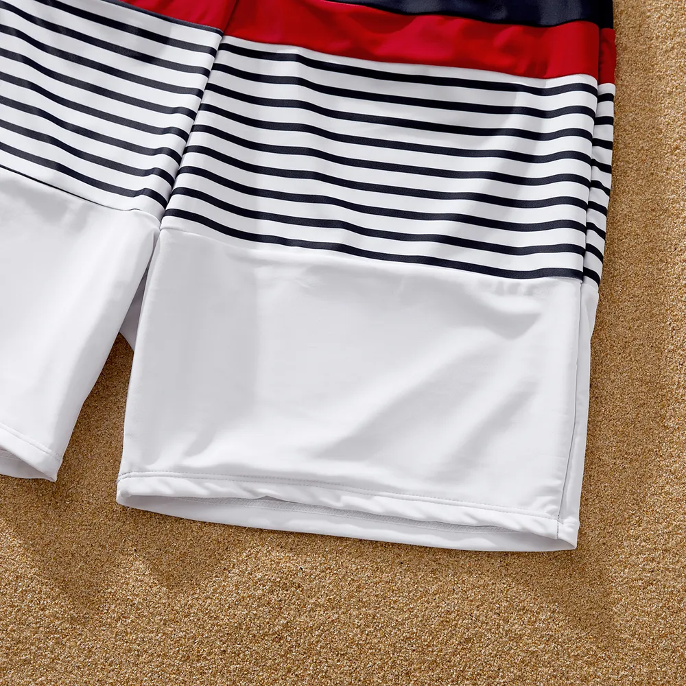 Family Matching Striped Print One-piece Swimsuit or Swim Trunks Shorts big image 14