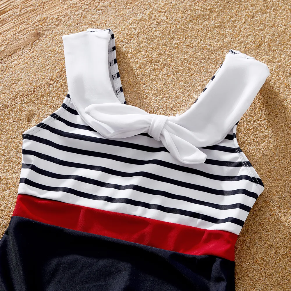 Family Matching Striped Print One-piece Swimsuit or Swim Trunks Shorts big image 7