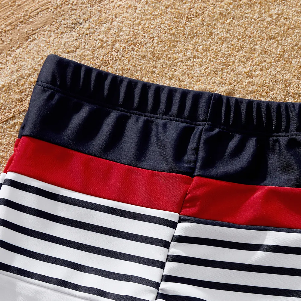 Family Matching Striped Print One-piece Swimsuit or Swim Trunks Shorts big image 5