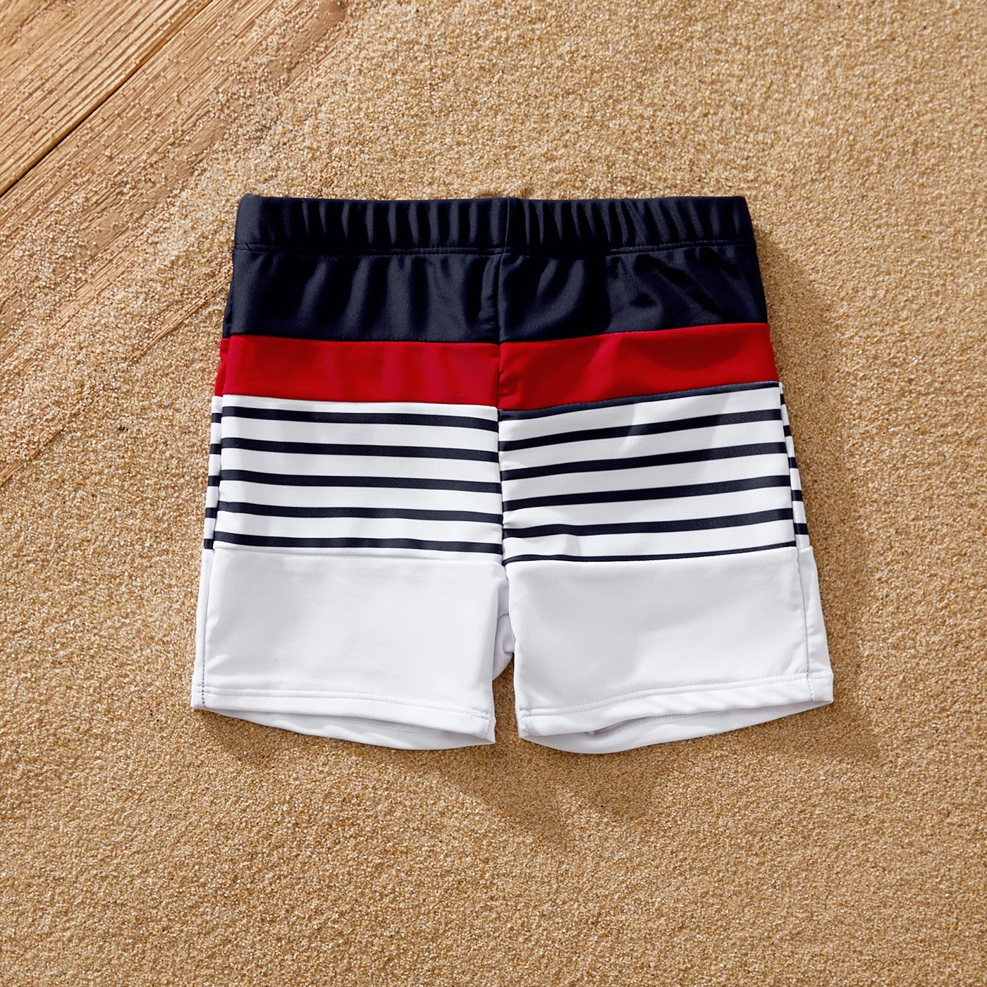 Family Matching Striped Print One-piece Swimsuit or Swim Trunks Shorts