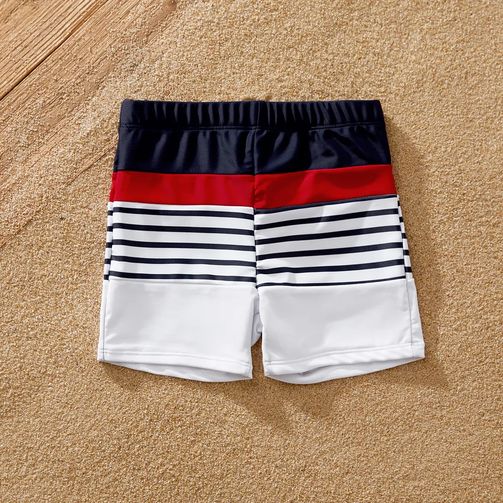 Family Matching Striped Print One-piece Swimsuit or Swim Trunks Shorts  big image 1