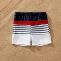 Family Matching Striped Print One-piece Swimsuit or Swim Trunks Shorts  image 1