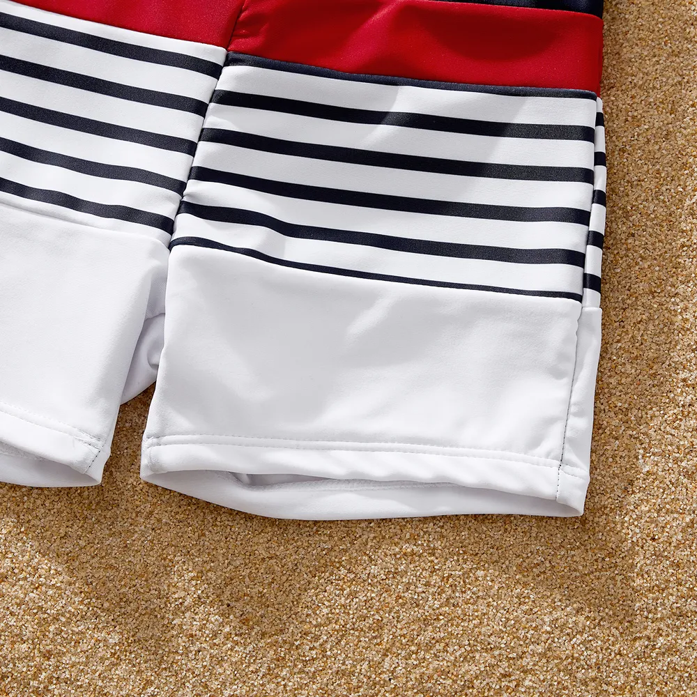 Family Matching Striped Print One-piece Swimsuit or Swim Trunks Shorts big image 4