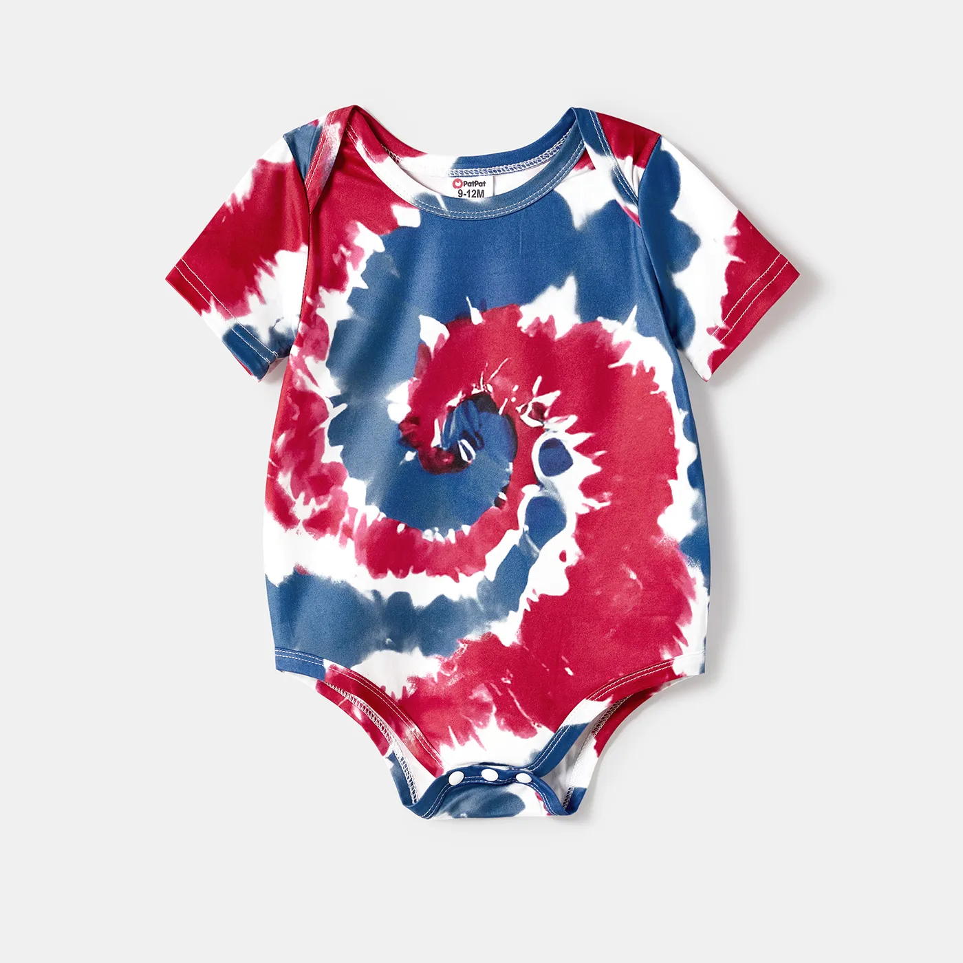 Independence Day Family Matching Tie Dye Short-sleeve Tunic Dresses and T-shirts Sets Multi-color big image 1