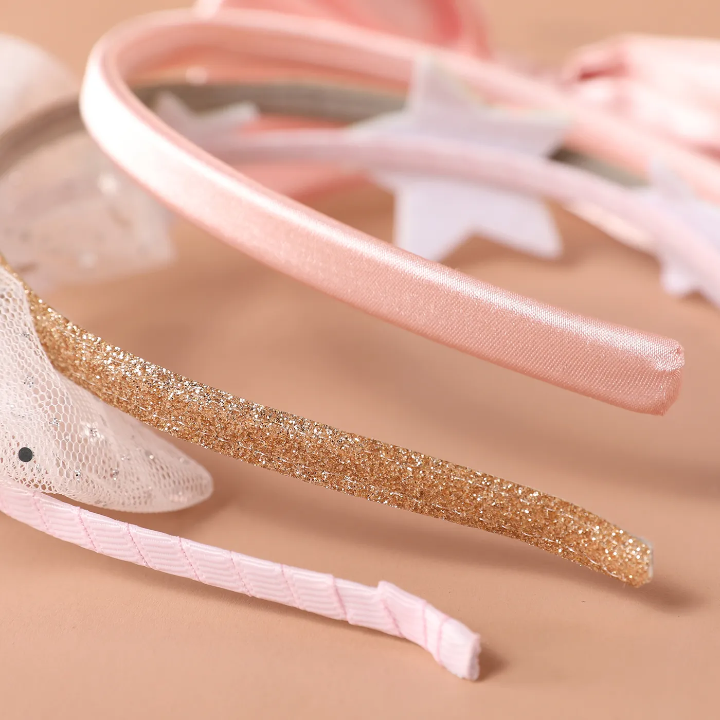 Pacote com 3 estrelas de lantejoulas/arco de decoração de arco de cabelo para menina Rosa image 4