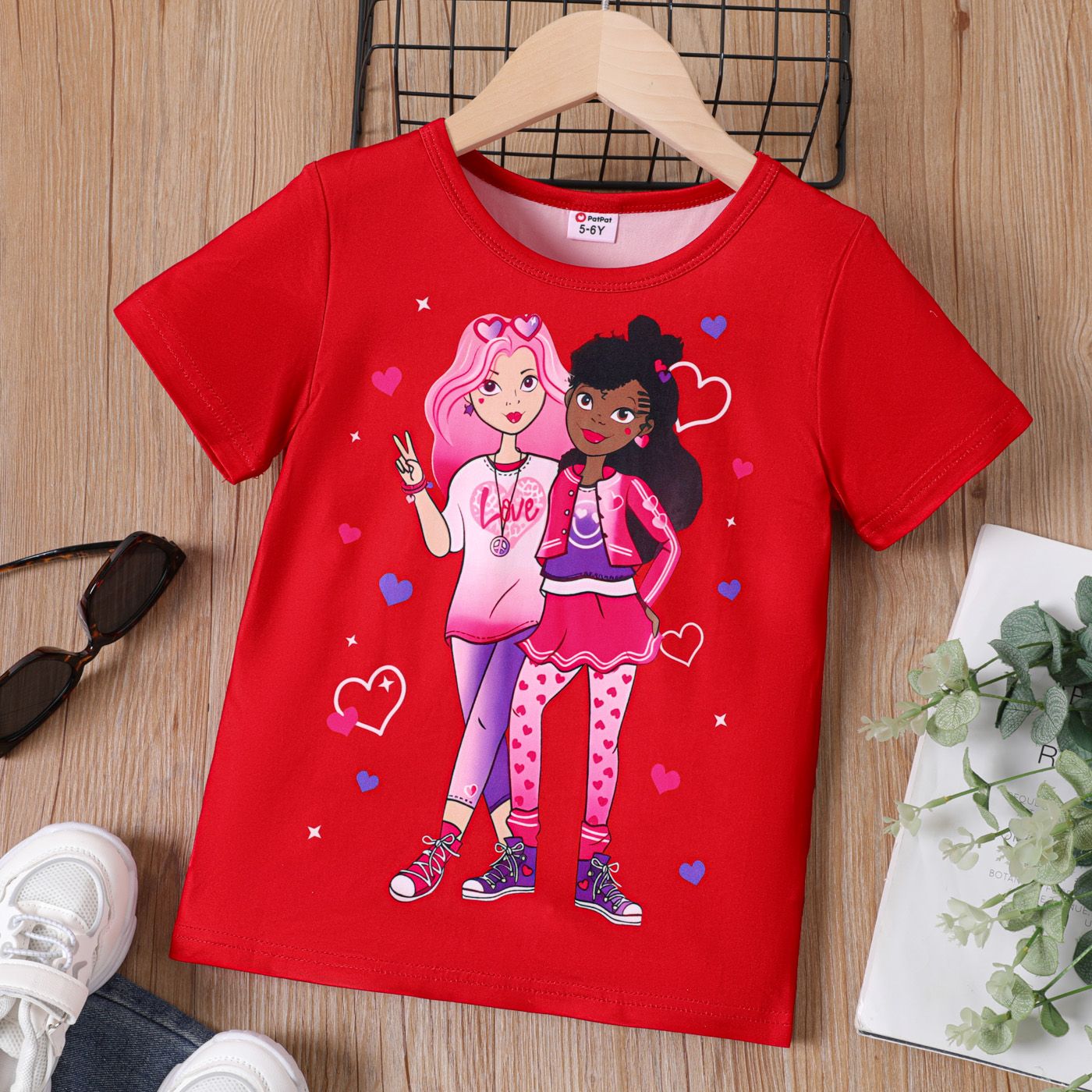 Kid Girl Figure/Letter Print Short-sleeve Tee