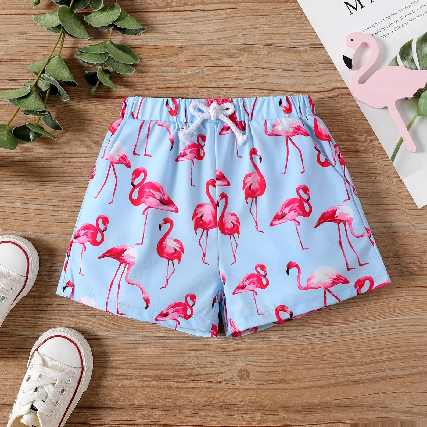 Toddler Girl/Boy Allover Print Shorts Light Blue