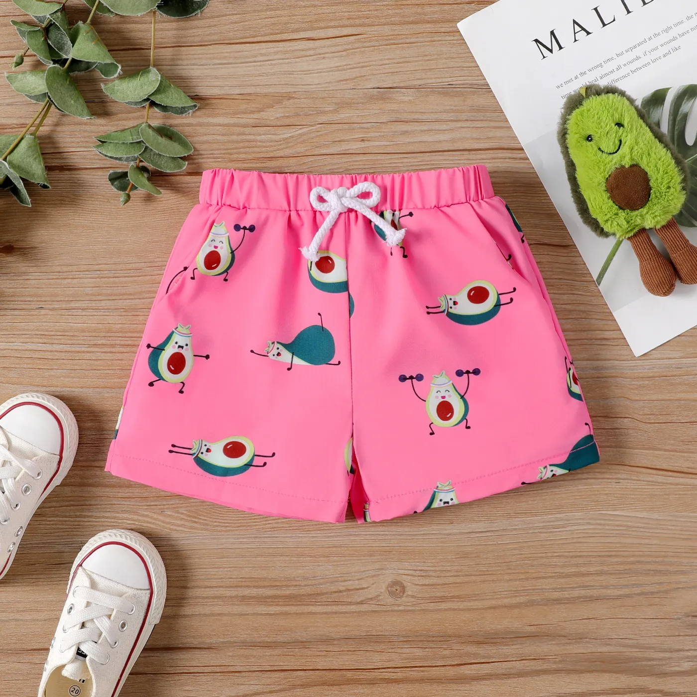 Toddler Girl/Boy Allover Print Shorts Pink