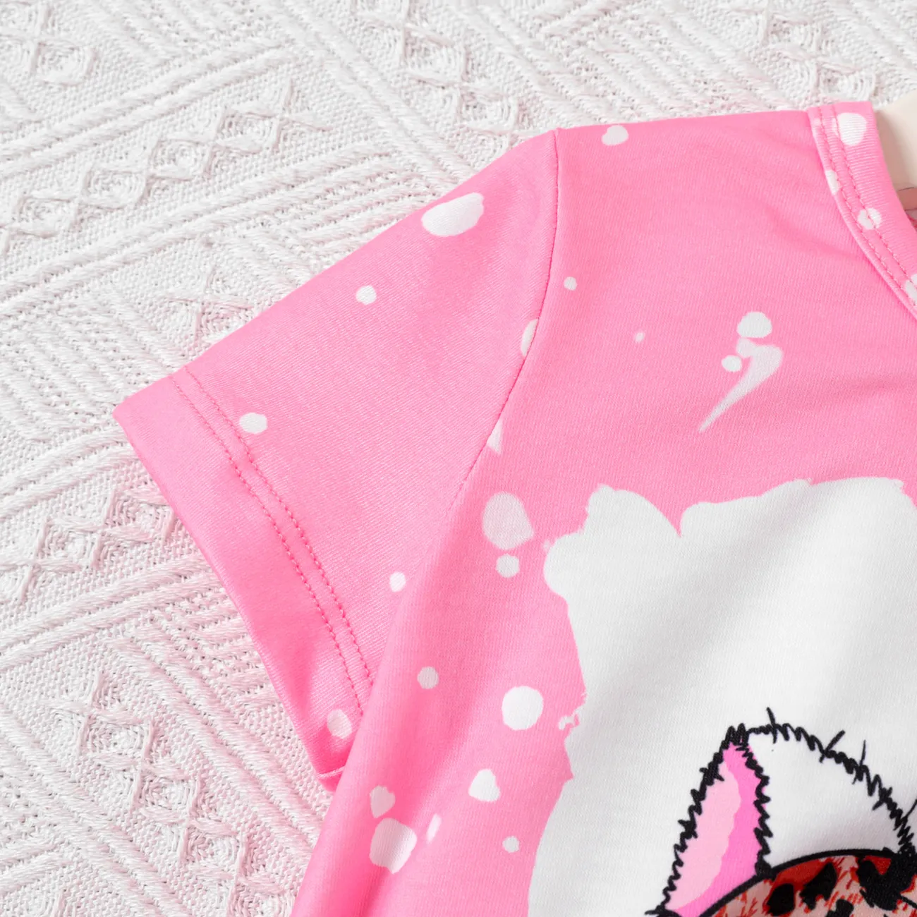 Kleinkinder Mädchen Kindlich Katze Kurzärmelig T-Shirts rosa big image 1