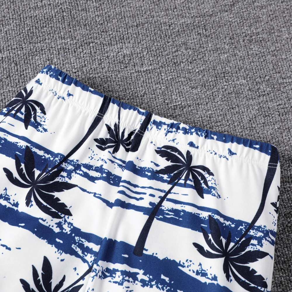 2pcs Kid Boy Tropical Plant Print Short-sleeve Tee and Shorts Set big image 4