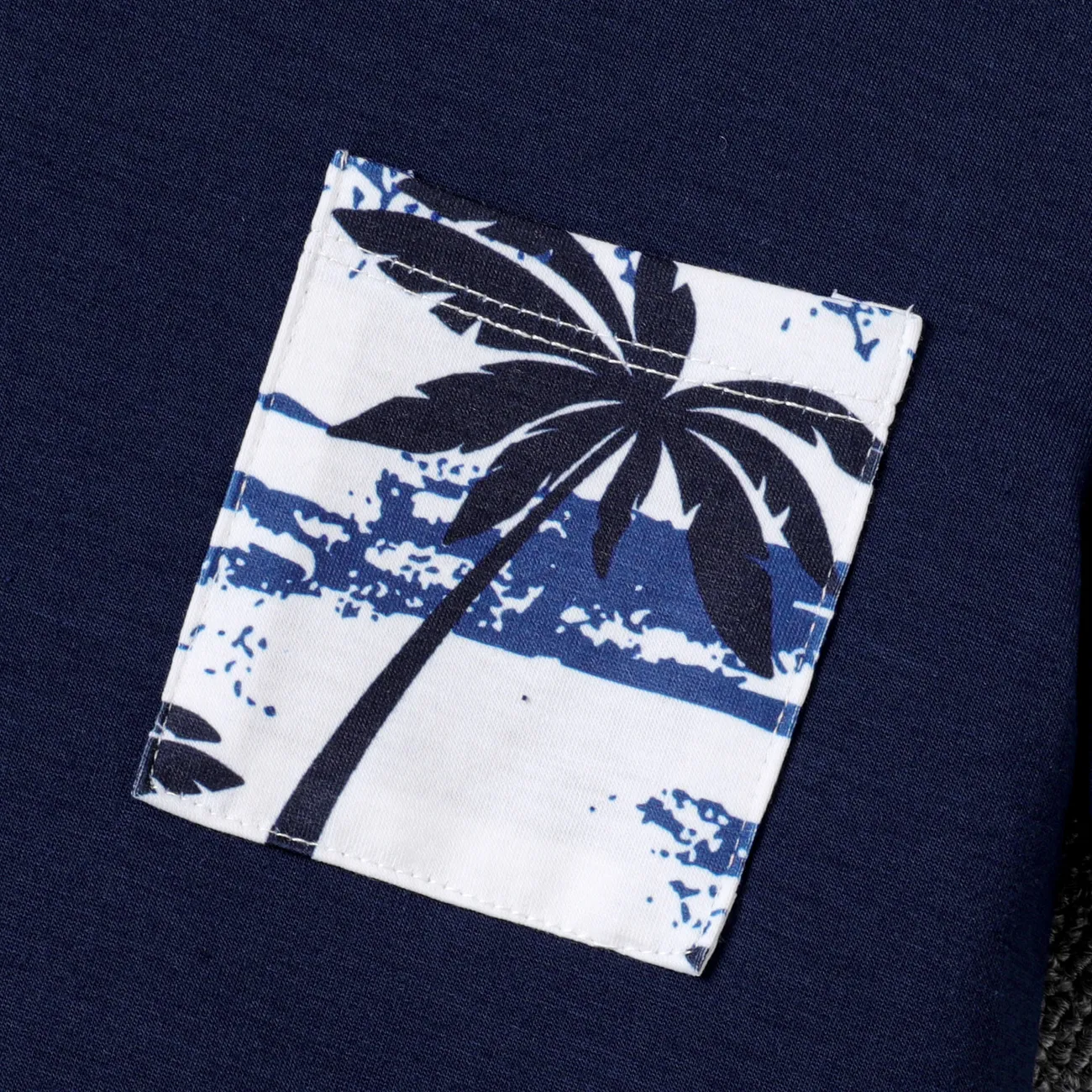 2pcs Kid Boy Tropical Plant Print Short-sleeve Tee and Shorts Set Tibetanblue big image 1