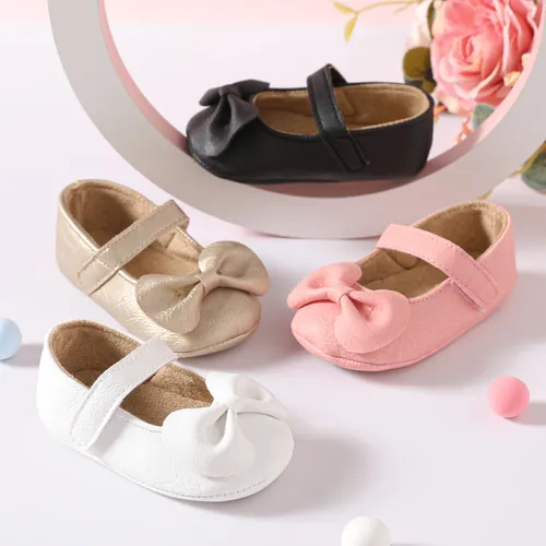 Baby/Toddler Bow Decor Velcro Solid Flat Prewalker Shoes
