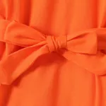 Toddler Girl Solid Curved Hem Short-sleeve Belted Dress  image 6