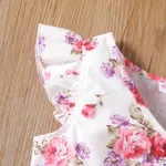 2pcs Toddler Girl Allover Floral Print Flutter-sleeve Ruched Tee and Belted Shorts Set   image 3